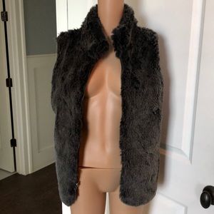 Black faux fur vest